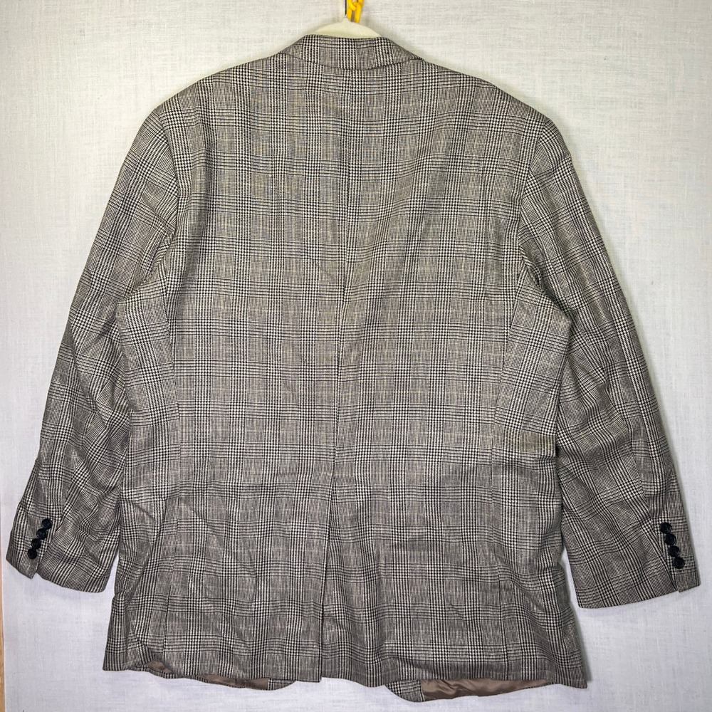 VTG Chaps Ralph Lauren Mens 46T Blazer Brown Plaid Silk Wool CANADA EUC XL 1990s - Picture 2 of 10